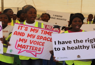 Girls demanding for their rights during the IDG celebrations ©UNFPA/Malawi